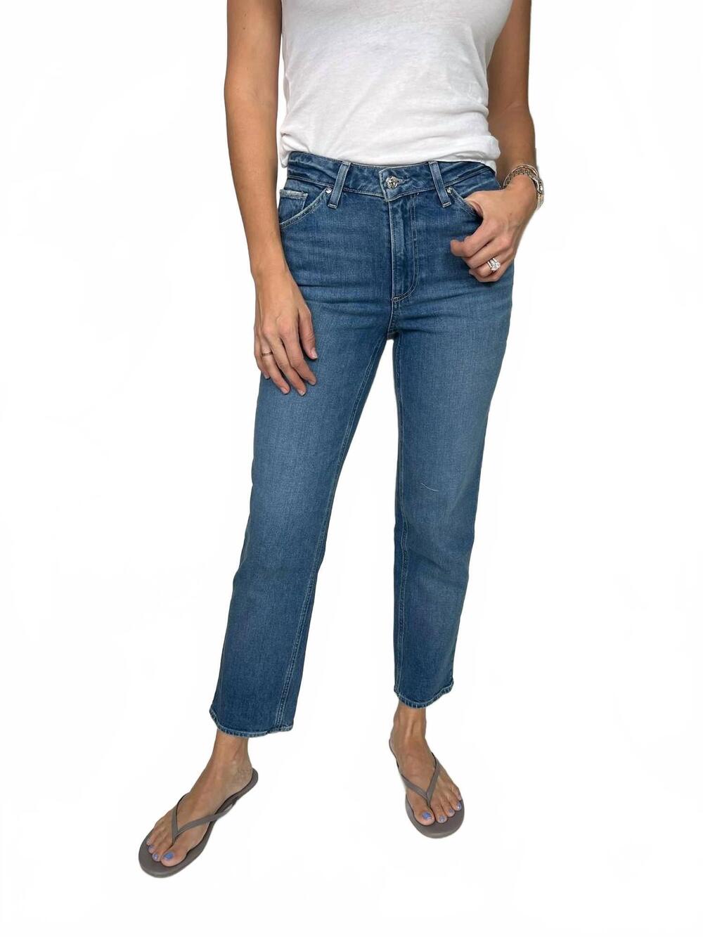 NEW PAIGE sarah straight ankle jeans in provacateur